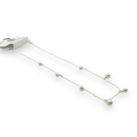 NWT Macy's Cultured Freshwater White Pearl Dangle Necklace Sterling silver NEW - Picture 8 of 10